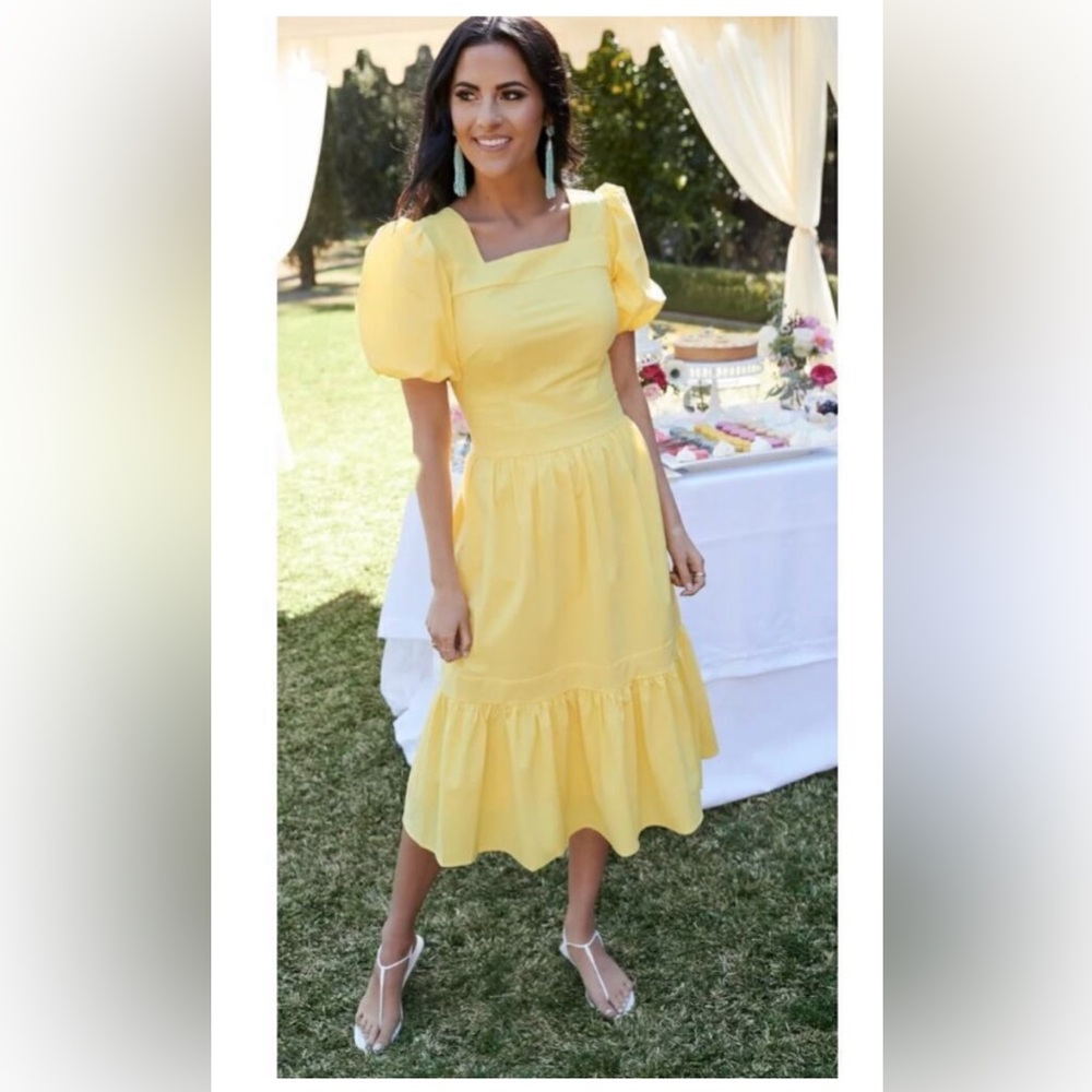 Rachel Parcell Yellow Puff Sleeve Sundress size S